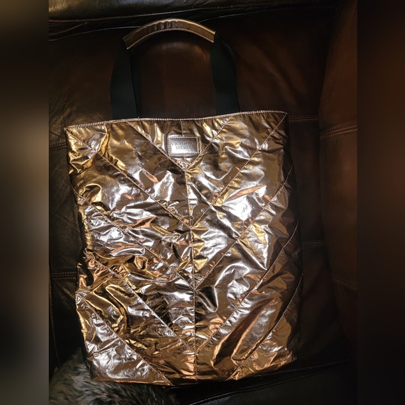 Victoria's Secret Handbags - Victoria Secret rose gold metallic tote bag